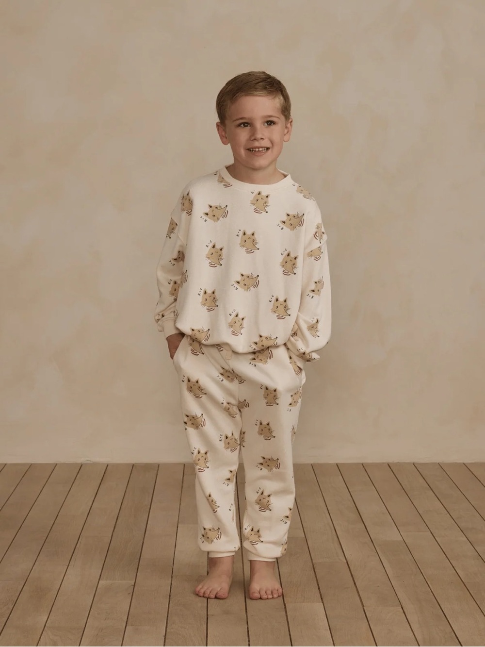 Rylee + Cru Cream Coyote Print Sweatsuit